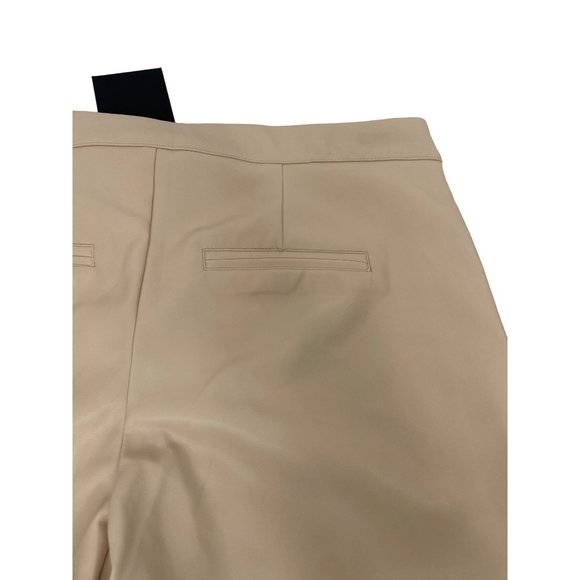 Bagatelle Faux Leather Women’s Cropped Pants L Wide Leg Peach Zip Button - Picture 3 of 14